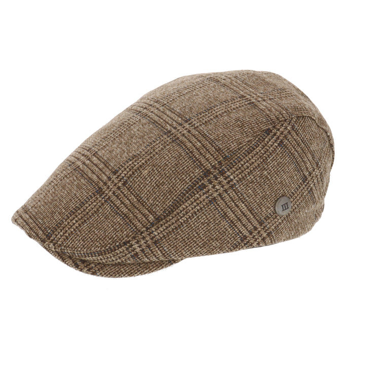 Brown Check Batista Flat Cap From Tresanti