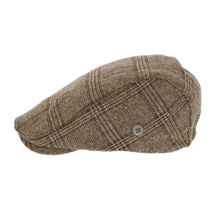 Brown Check Batista Flat Cap From Tresanti