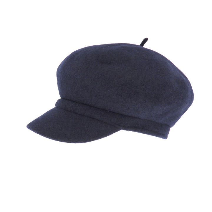 Oversized Wool Beret Peak Cap in Navy