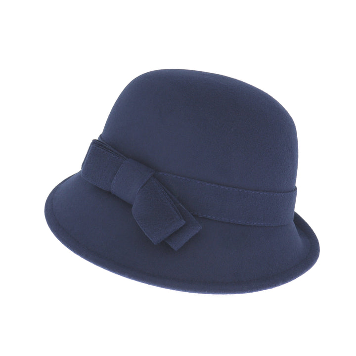 Ladies Cloche With Bow Navy