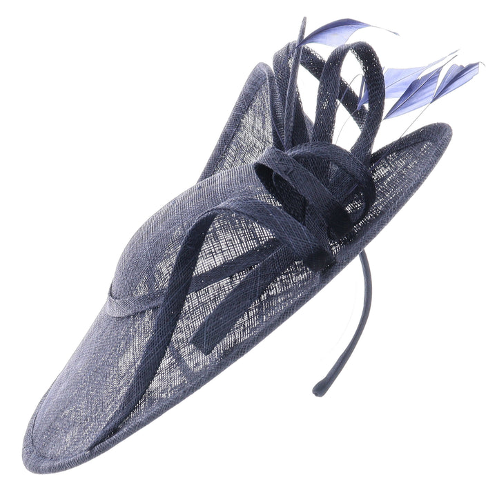 Navy 36cm Maddox Sweeping Disc Headband Fascinator (153)