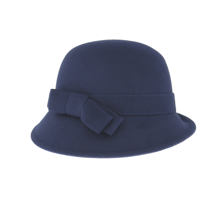 Ladies Cloche With Bow Navy