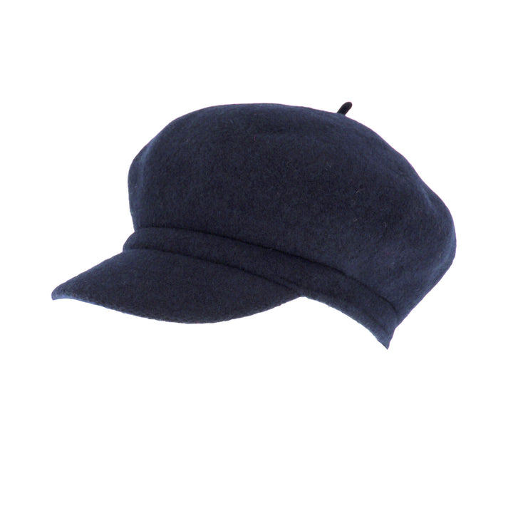 Oversized Wool Beret Peak Cap in Navy