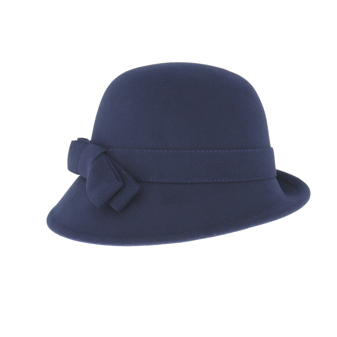 Ladies Cloche With Bow Navy