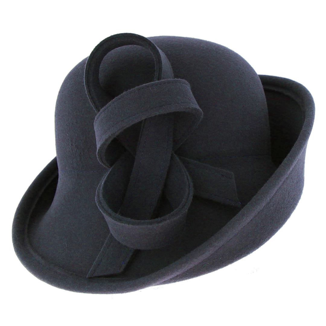 Whiteley Turned Up Brim Cloche in Navy