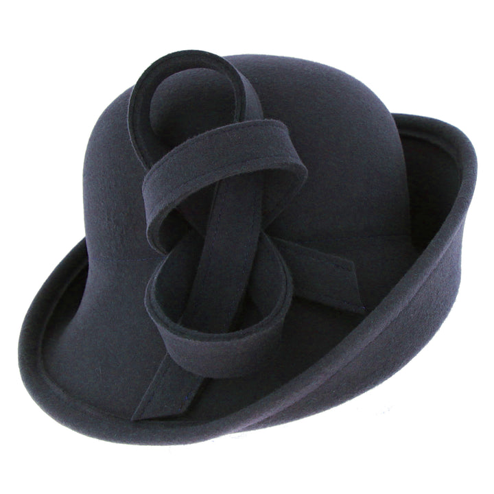 Whiteley Turned Up Brim Cloche in Navy