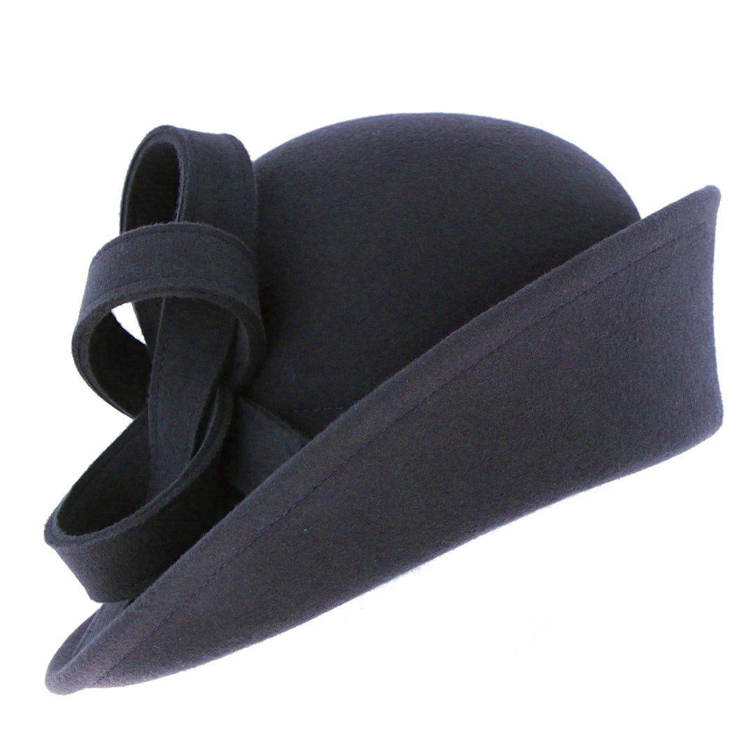 Whiteley Turned Up Brim Cloche in Navy