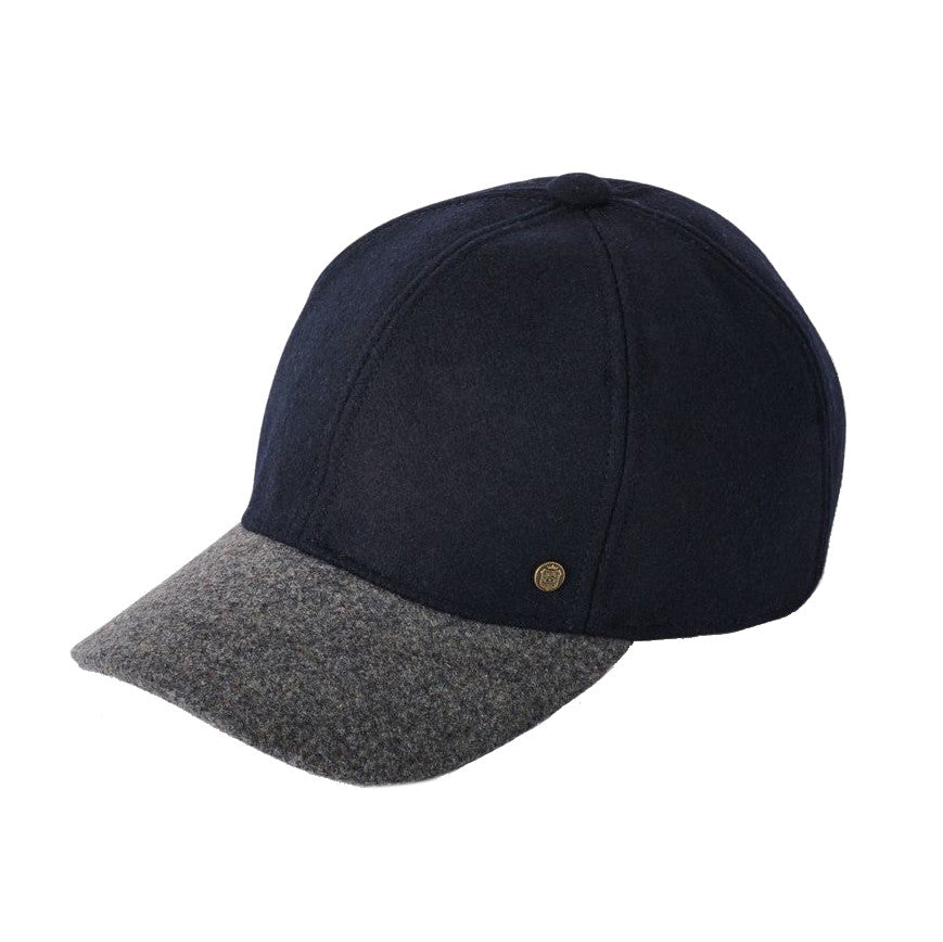 Failsworth Varsity Melton Wool Baseball Cap Navy/Grey