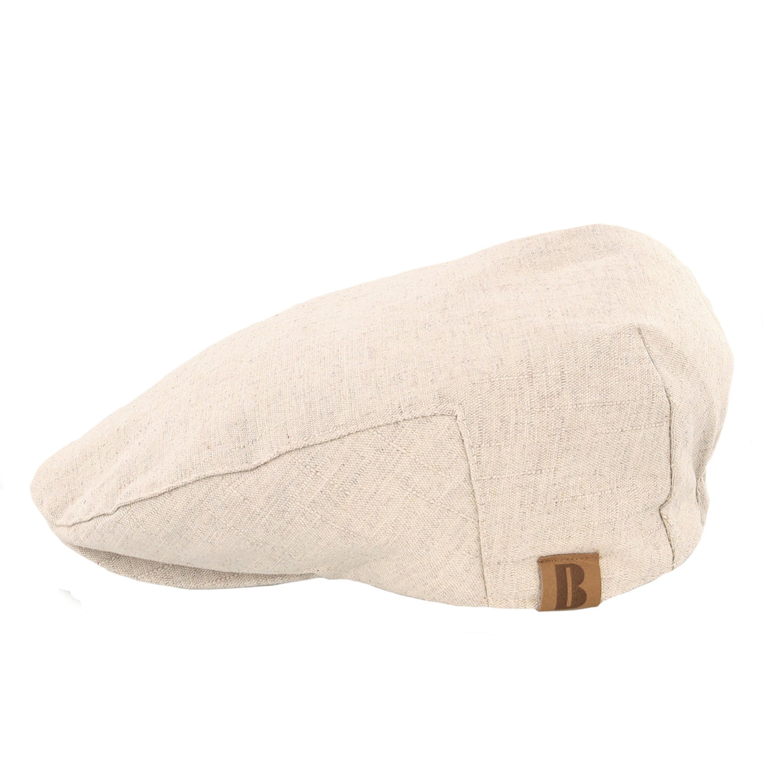 Linen Blend Flat Cap In Natural