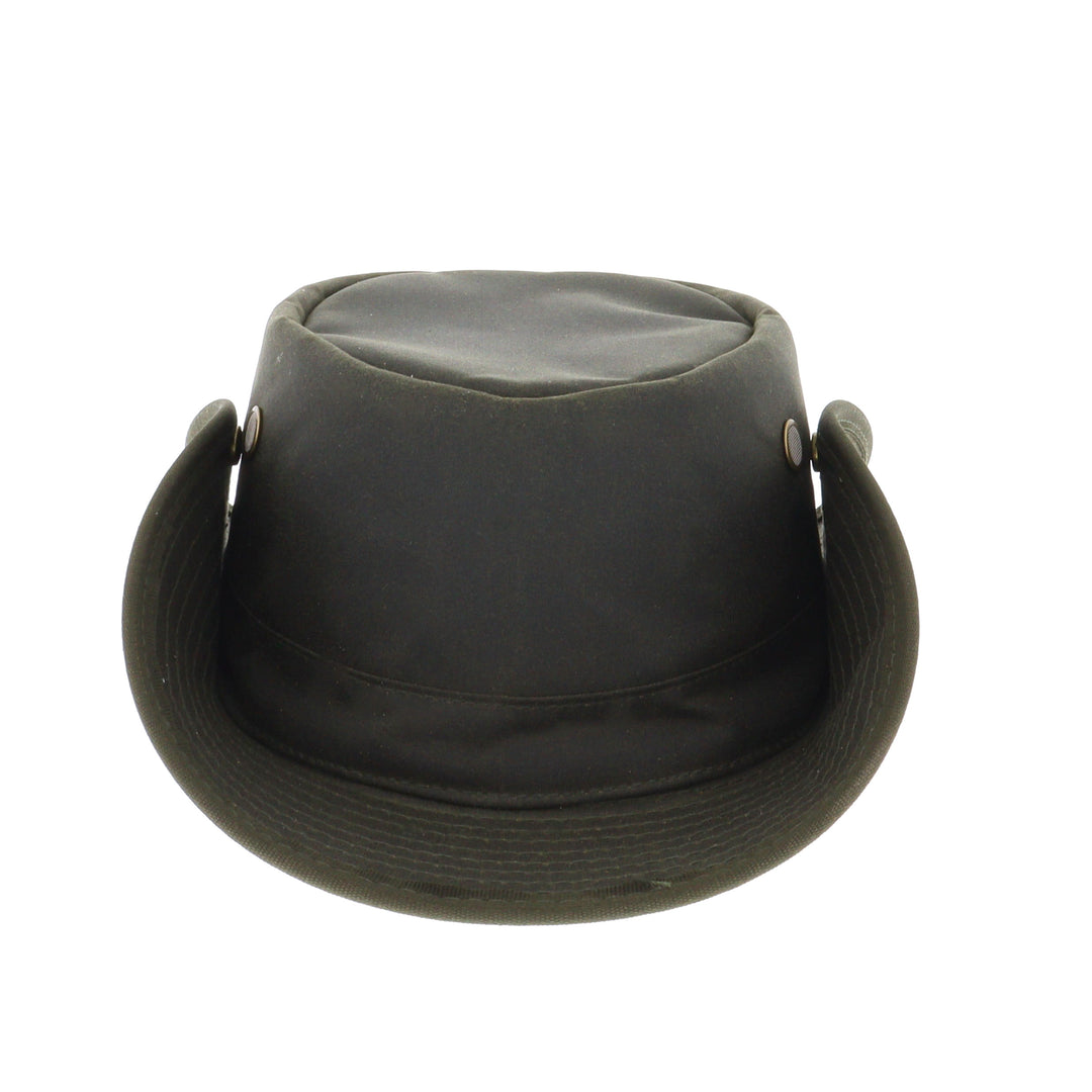 Waxed Cotton Aussie Style Bush Hat With Pin Up Brim in Olive