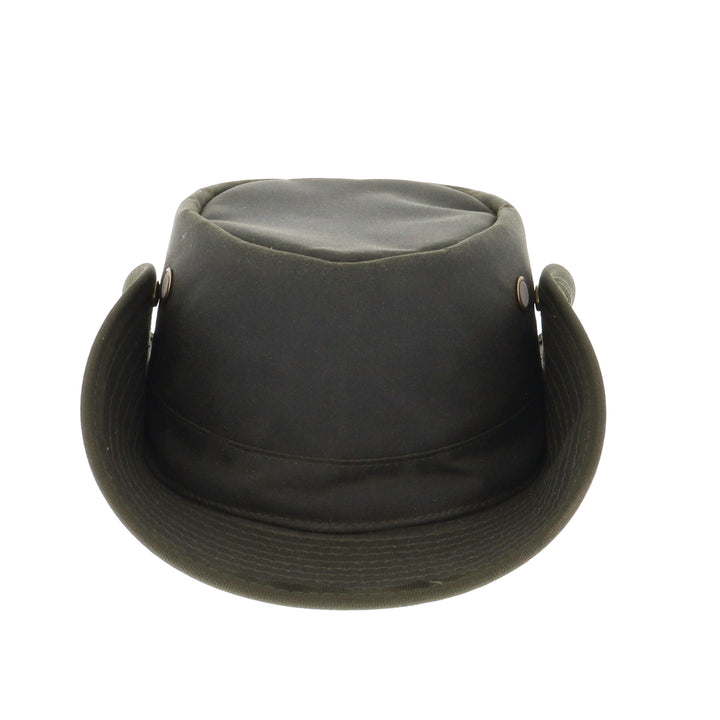 Waxed Cotton Aussie Style Bush Hat With Pin Up Brim in Olive