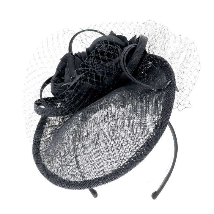 Black Flower Decoration Small Headband Fascinator (OCF091)
