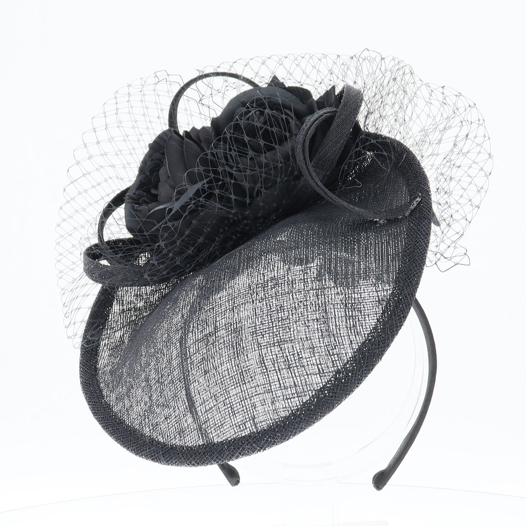 Black Flower Decoration Small Headband Fascinator (OCF091)