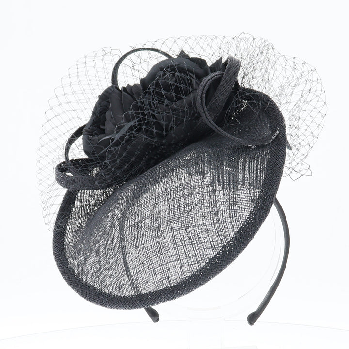 Black Flower Decoration Small Headband Fascinator (OCF091)