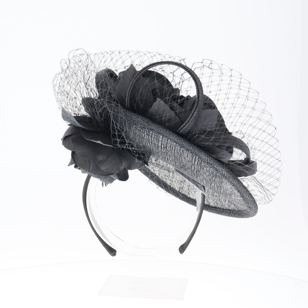 Black Flower Decoration Small Headband Fascinator (OCF091)