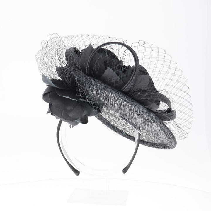 Black Flower Decoration Small Headband Fascinator (OCF091)
