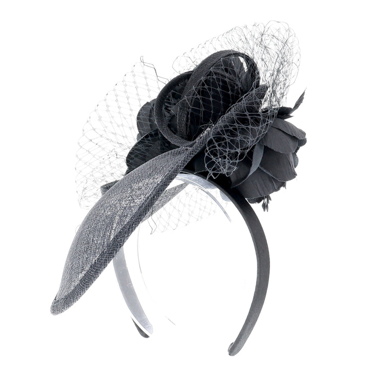 Black Flower Decoration Small Headband Fascinator (OCF091)