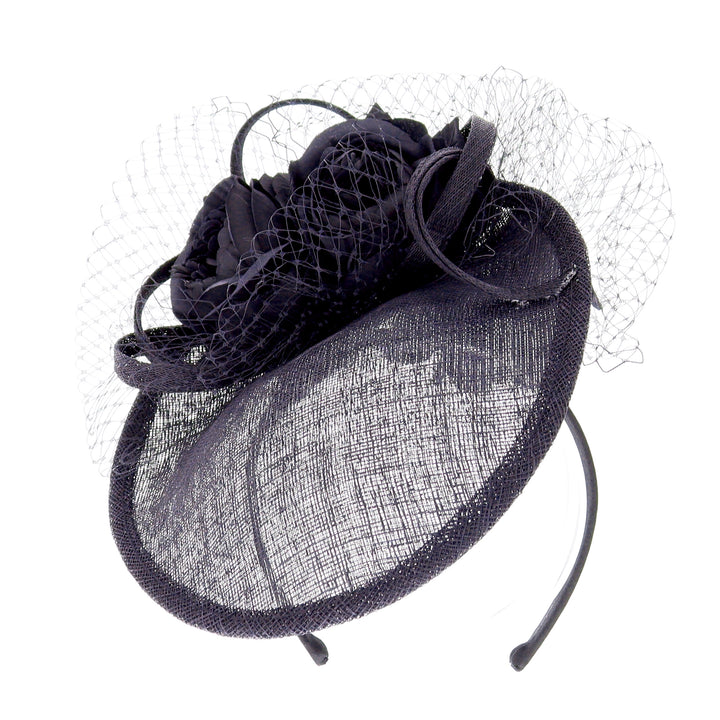 Navy Flower Decoration Small Headband Fascinator (OCF091)
