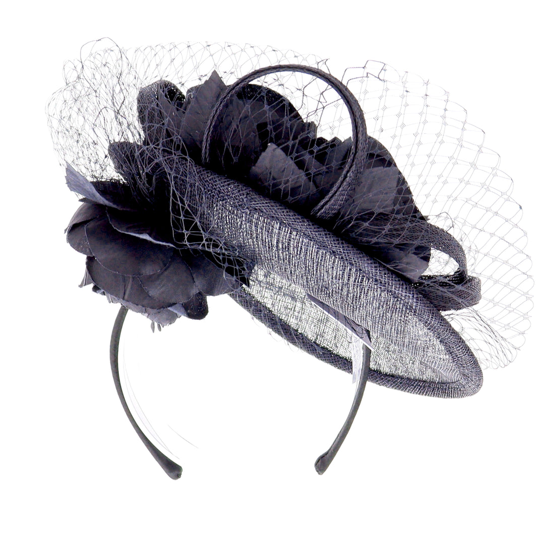 Navy Flower Decoration Small Headband Fascinator (OCF091)