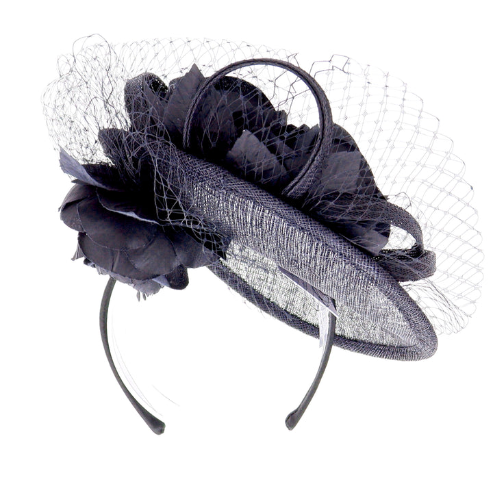 Navy Flower Decoration Small Headband Fascinator (OCF091)