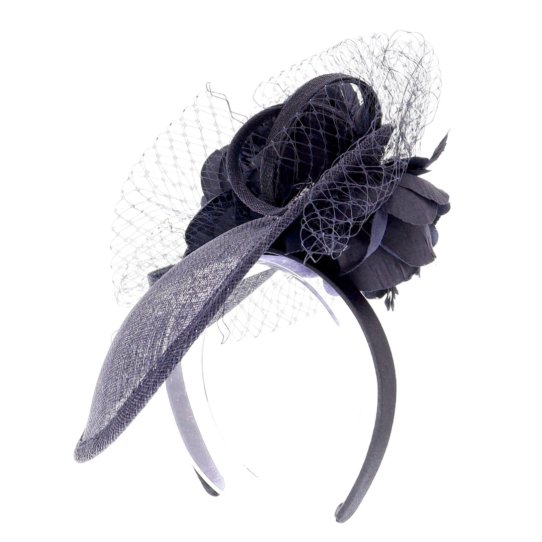 Navy Flower Decoration Small Headband Fascinator (OCF091)