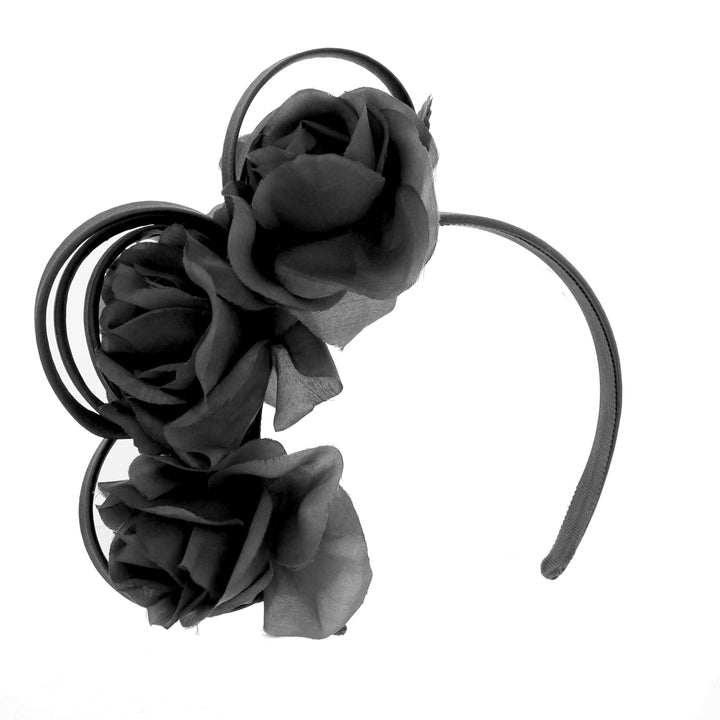 Black Floral Headband Fascinator, from Maddox