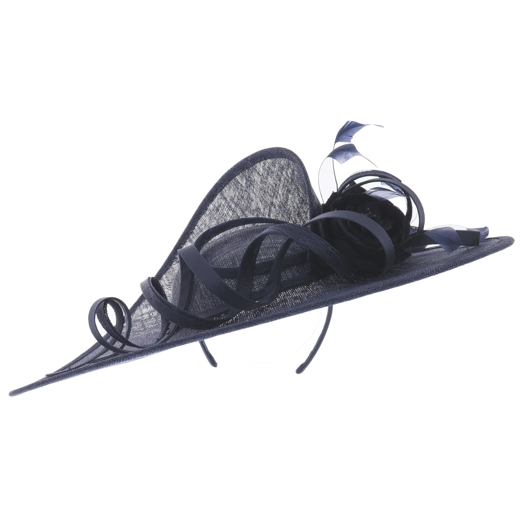 Metallic Navy Large 50cm Maddox Sweeping Disc Headband Fascinator
