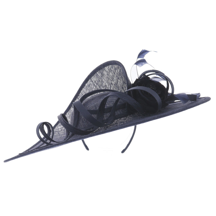 Metallic Navy Large 50cm Maddox Sweeping Disc Headband Fascinator