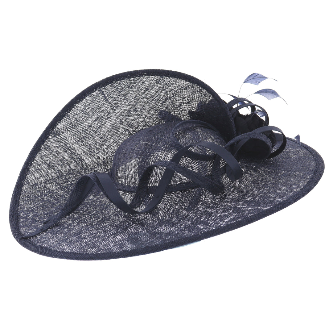 Metallic Navy Large 50cm Maddox Sweeping Disc Headband Fascinator