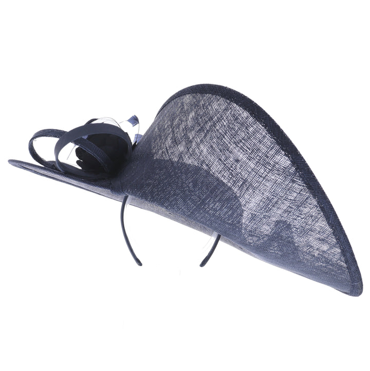 Metallic Navy Large 50cm Maddox Sweeping Disc Headband Fascinator