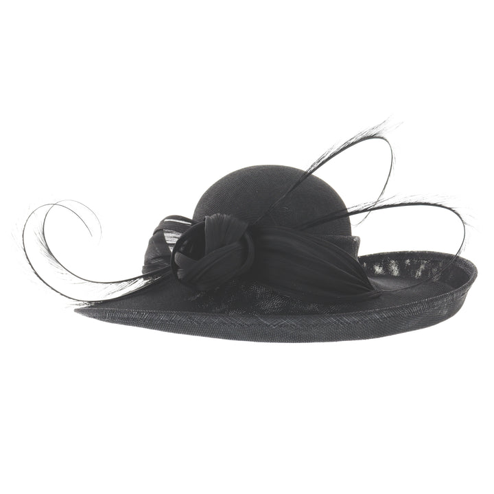 Black Large Brim Sinamay Wedding Hat, from Maddox