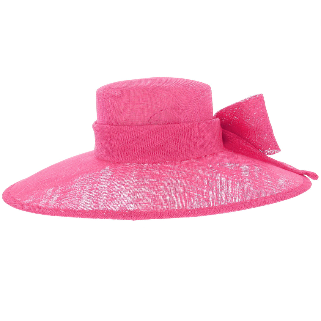 Lipstick Pink Large Brim Sinamay Wedding Hat (155)