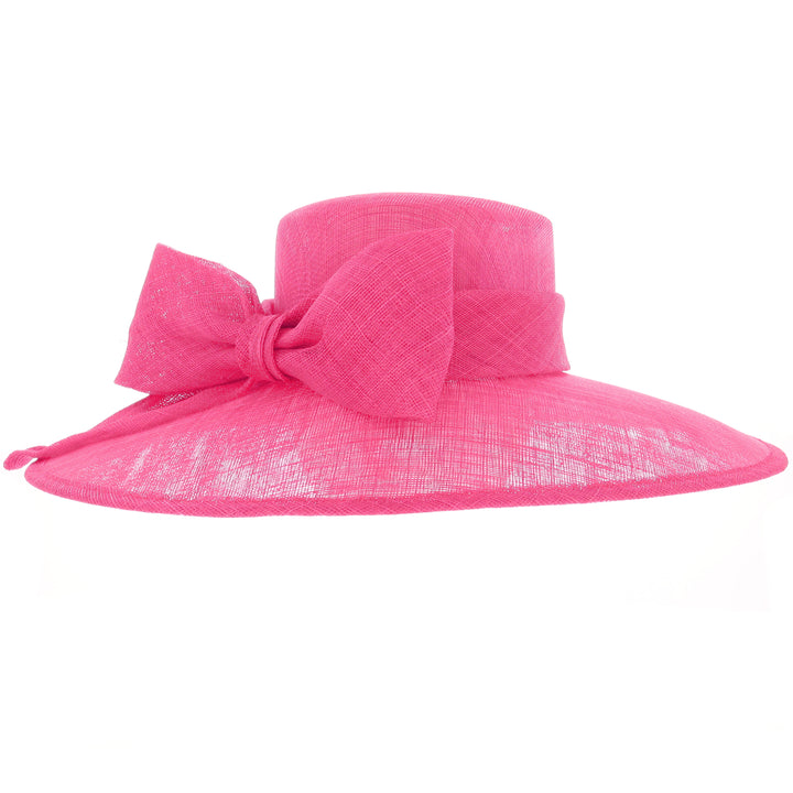 Lipstick Pink Large Brim Sinamay Wedding Hat (155)