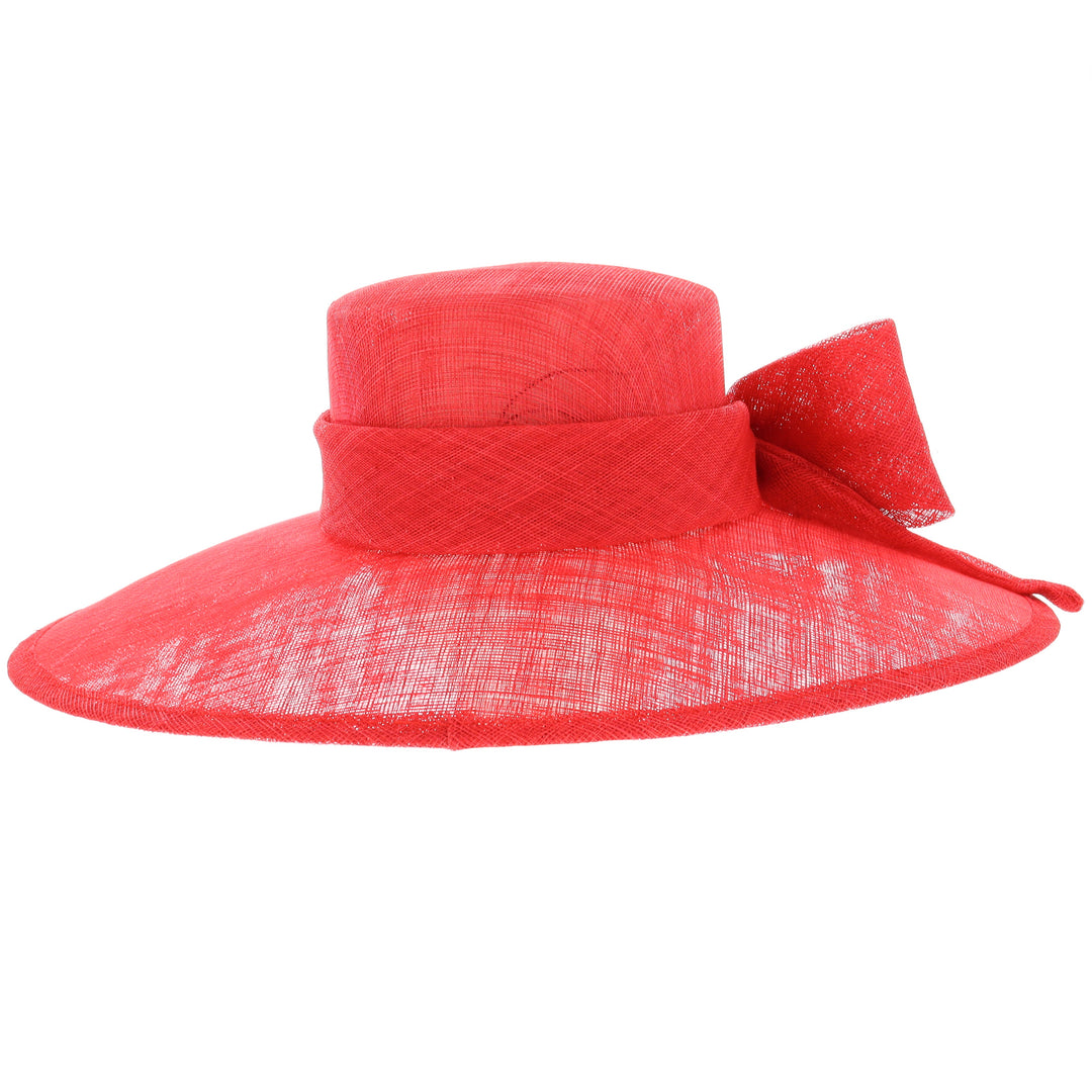 Tulip Red Large Brim Sinamay Wedding Hat (155)