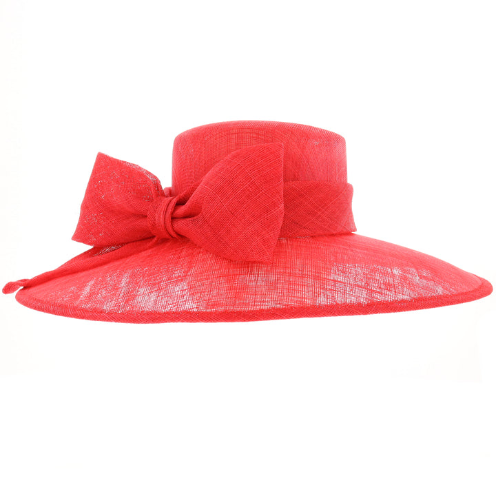 Tulip Red Large Brim Sinamay Wedding Hat (155)