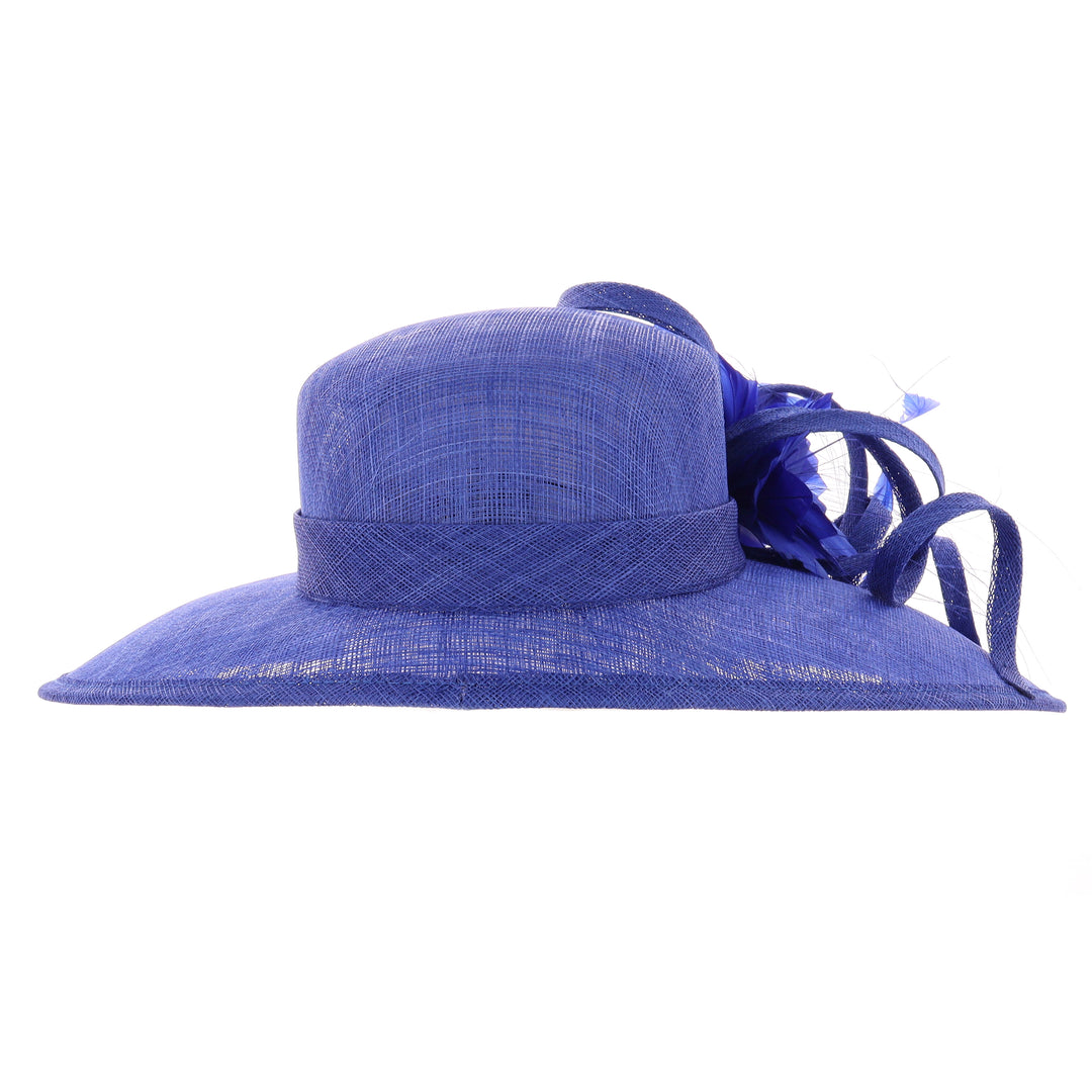 Cobalt Blue Wide Side Brim Sinamay Wedding Hat