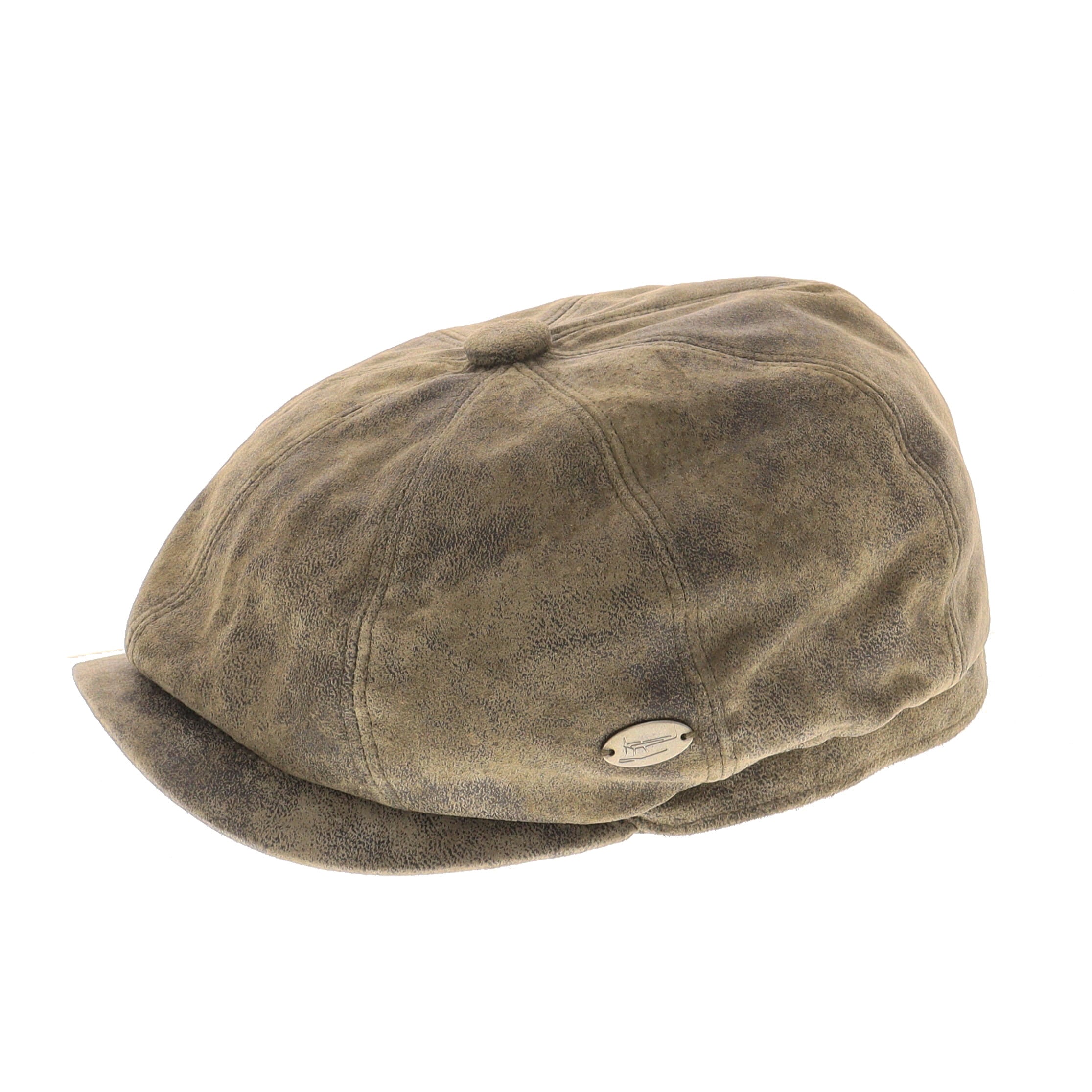 Whiteley Leather Bakerboy Cap in Olive – The Hat Company