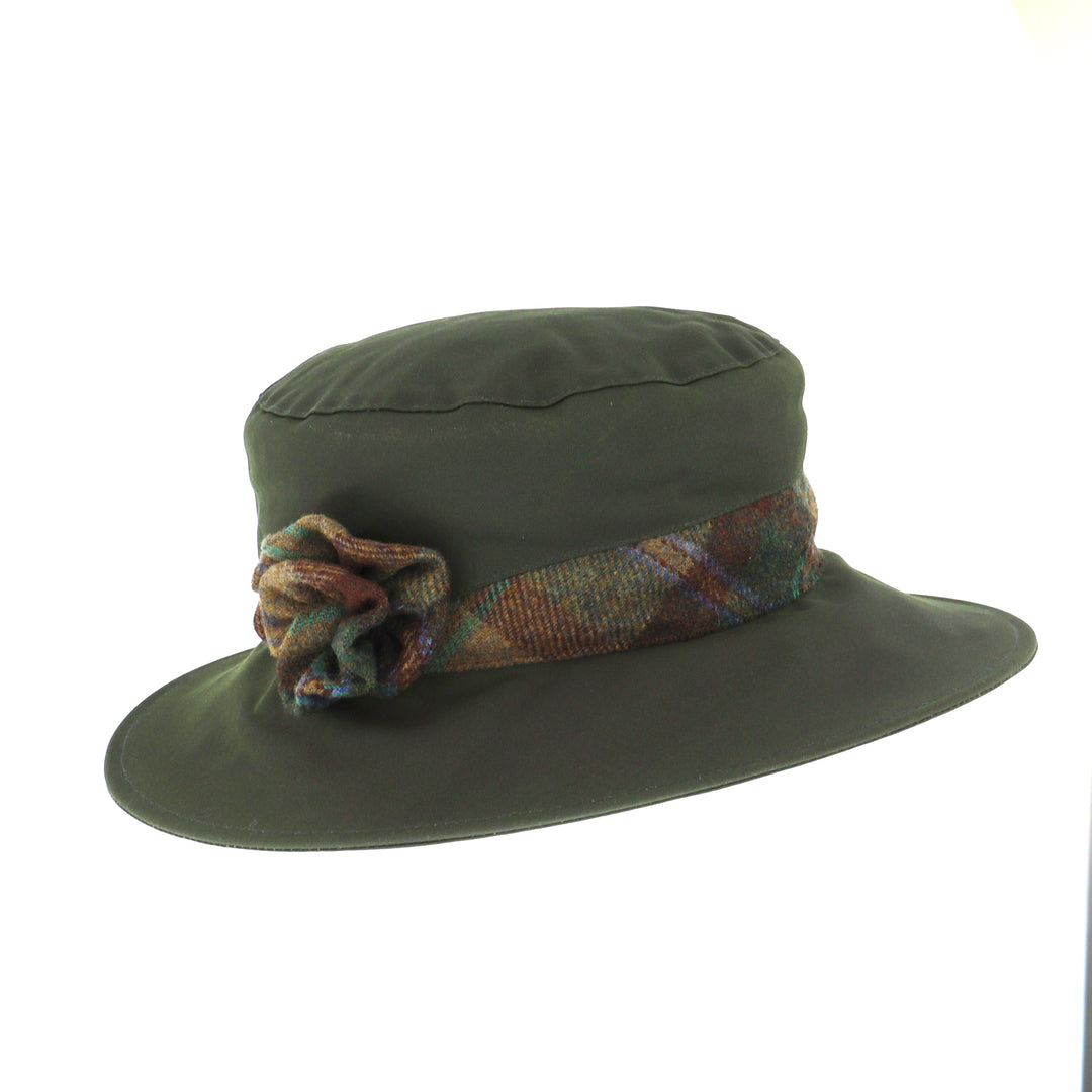 Whiteley Gemma Ladies Wax Cloche Hat In Olive Green