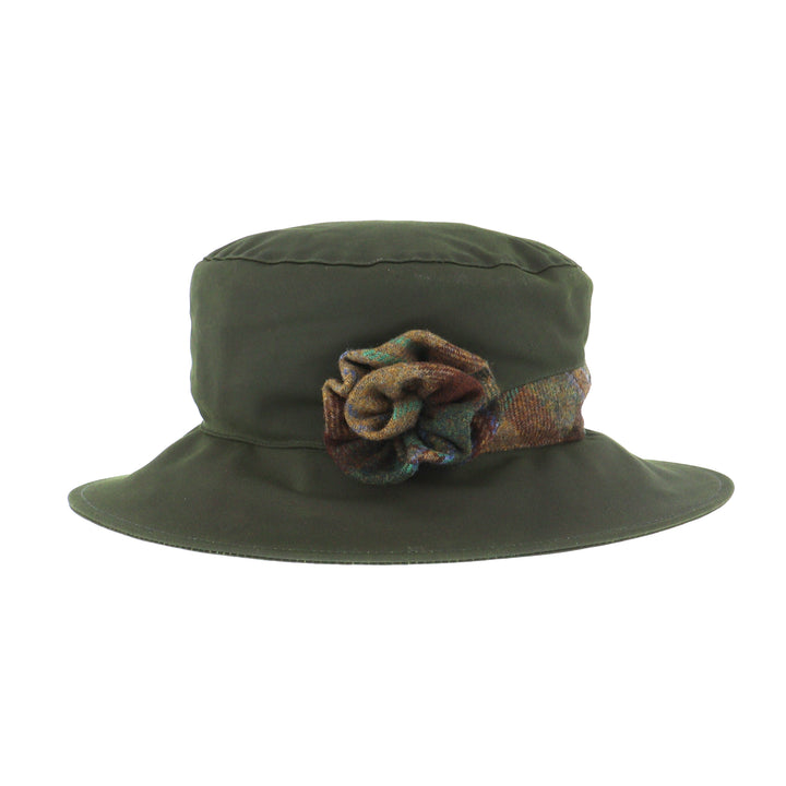 Whiteley Gemma Ladies Wax Cloche Hat In Olive Green