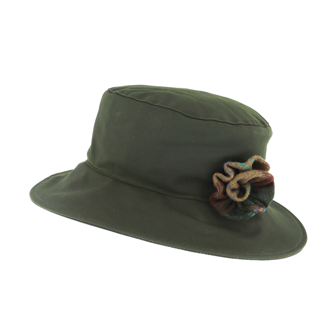 Whiteley Gemma Ladies Wax Cloche Hat In Olive Green