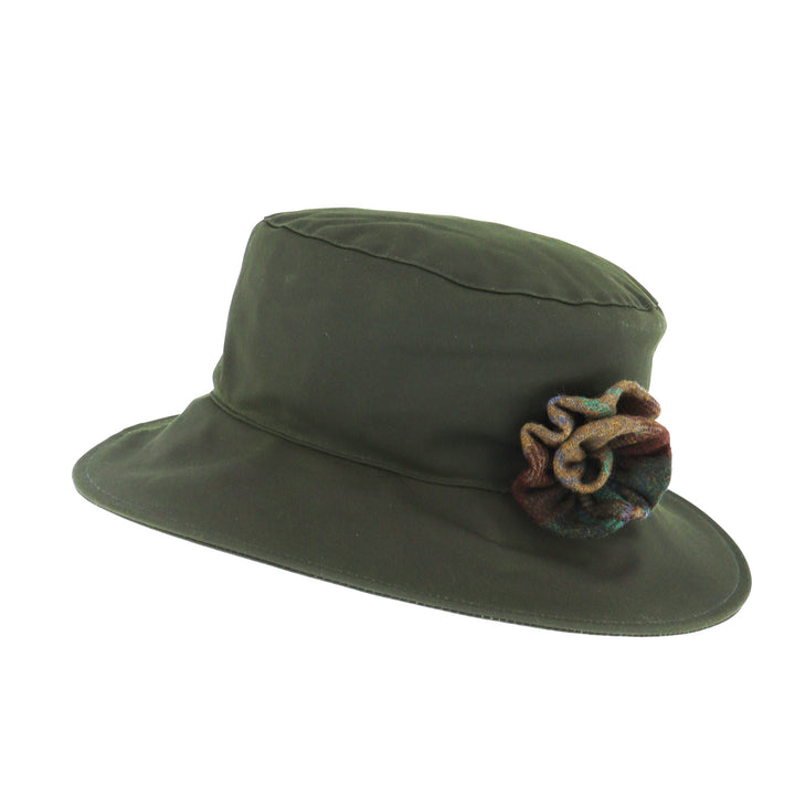 Whiteley Gemma Ladies Wax Cloche Hat In Olive Green