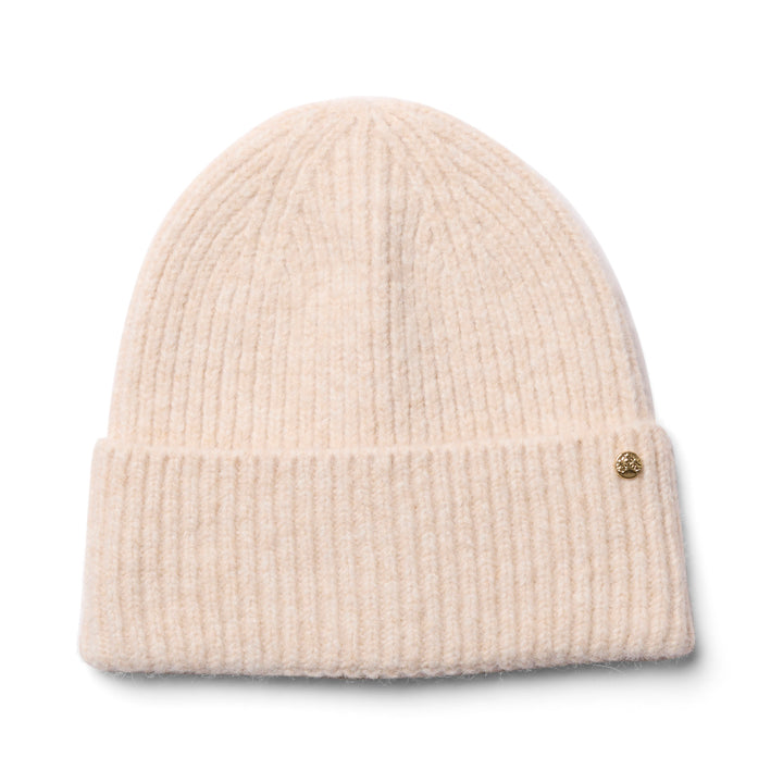 Pippa Ribbed Turn Up Beanie Hat From Failsworth In Oatmeal