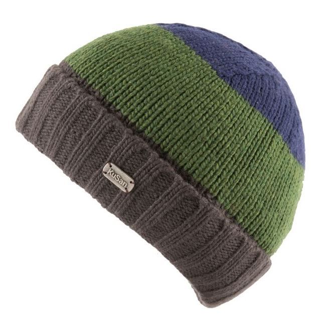 Kusan Merino Wool Beanie Hat Navy/Green (PK1827)