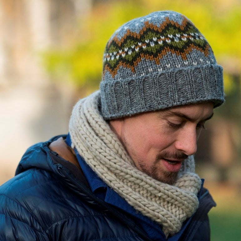 Kusan Wool Turn Up Beanie Grey/Olive