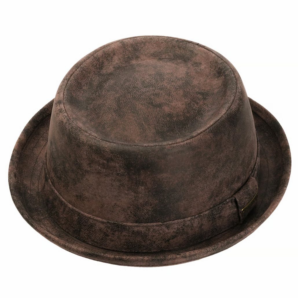 Stetson Pennsylvania Leather Pork Pie Hat In Brown