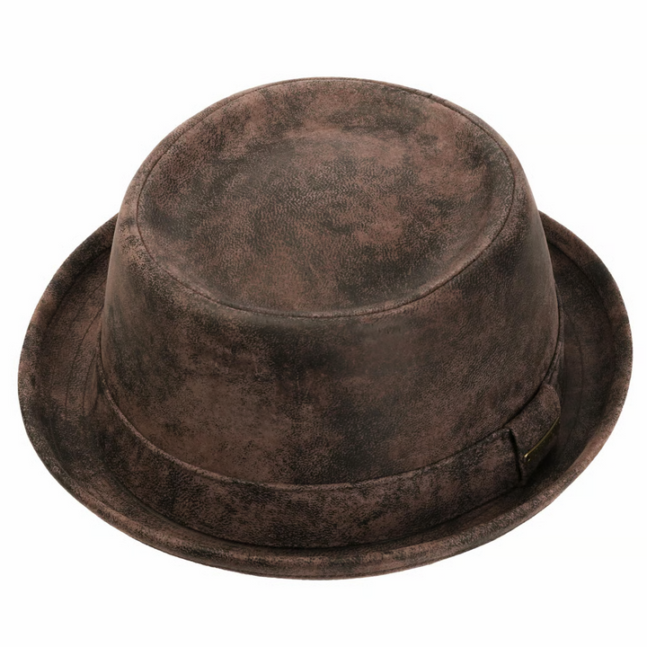 Stetson Pennsylvania Leather Pork Pie Hat In Brown