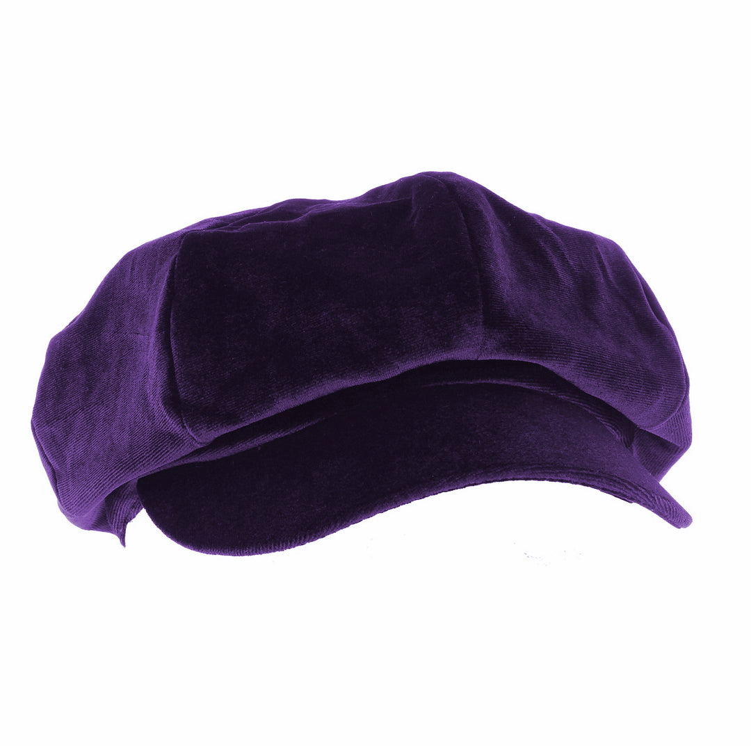 Womens Purple Velvet Bakerboy Cap from Whiteley