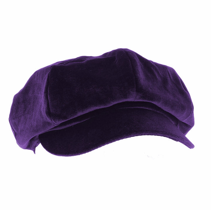 Womens Purple Velvet Bakerboy Cap from Whiteley