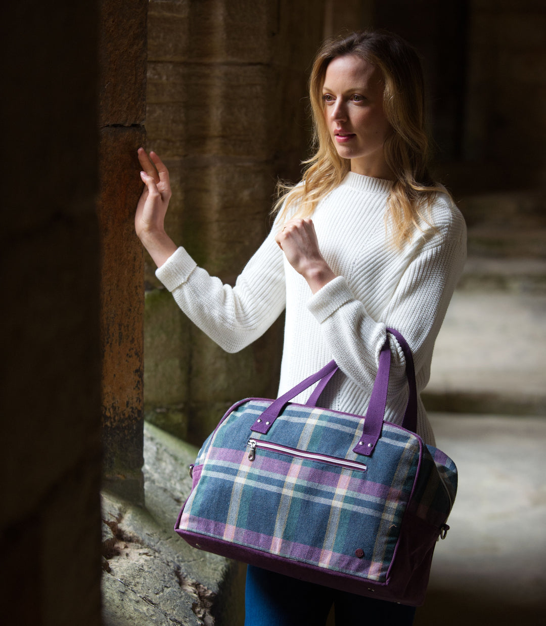 Tweed Check Weekend Travel Bag