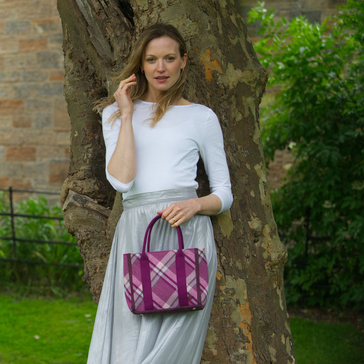 Pink Tweed Carry Tote Handbag - Winton